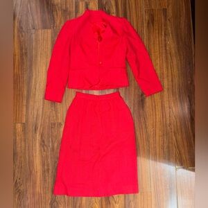 Vintage Women's Red Two-Piece Skirt Suit Set